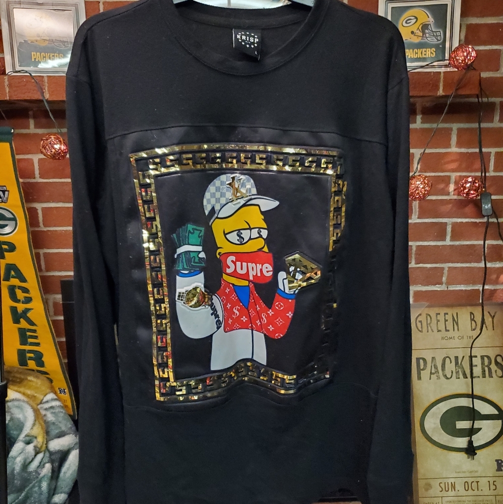 Bart Simpson Gangsta Hype Beast Streetwear T Shirt by Krisp NYC Men's L